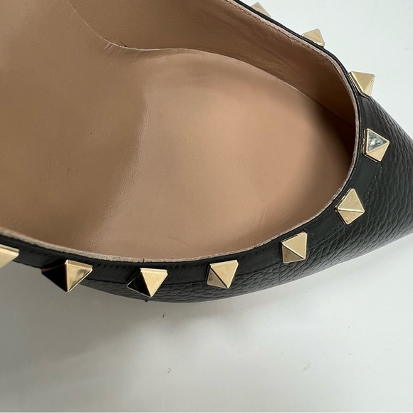 Valentino Garvani Rock Stud Sthiletto Heels Black Leather Size 10 - Picture 7 of 8